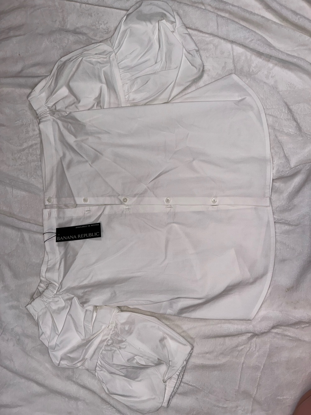 Banana Republic White Short-Sleeve Button-Down Shirt